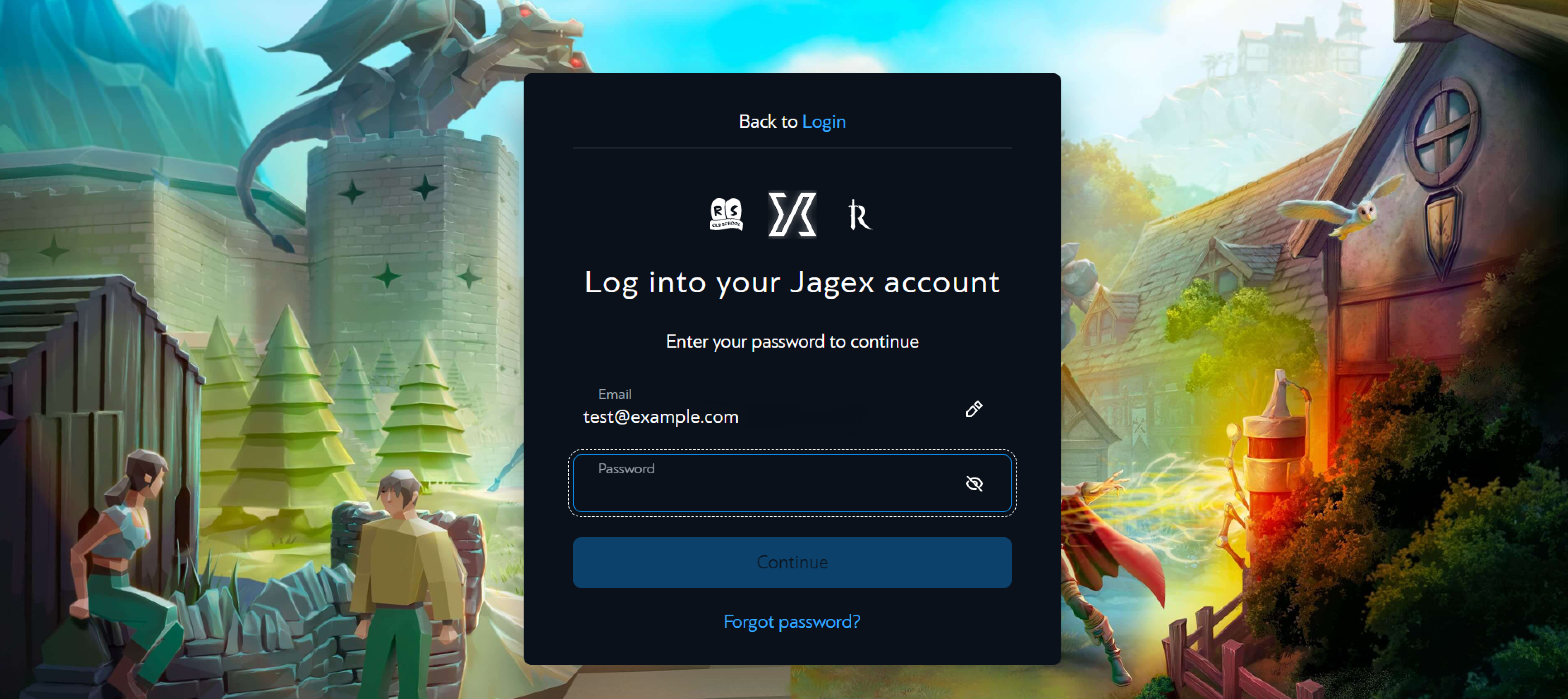 enter password Jagex account