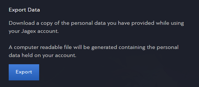 Export your personal data in your account settings.